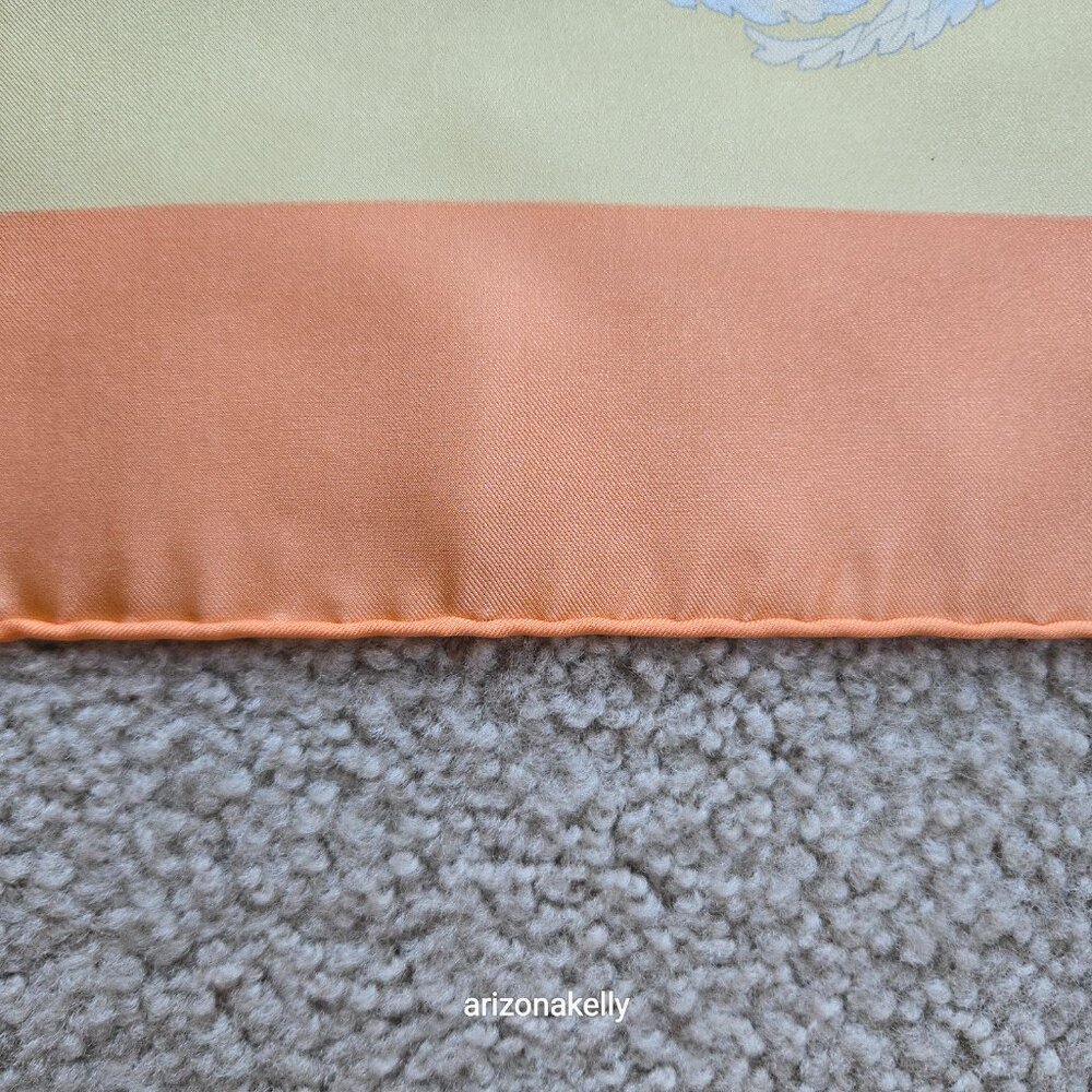 Large Silk Twill Scarf Hand-Rolled Sunflowers Floral Orange Yellow - Picture 11 of 12